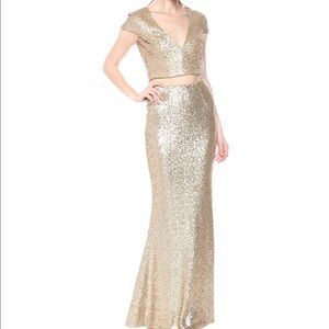 Dress the Population 2 Piece Cara Sequin Gown